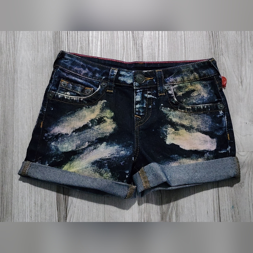 True Religion Girls Audrey vtg gold Denim shorts 8